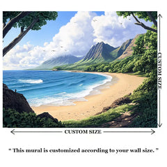 Sunny Tropical Beach Paradise Wall Mural – Peel-and-Stick Large Bedroom Design