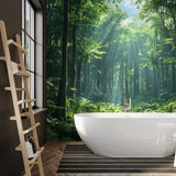 Sunlight Forest Path Nature Wall Mural – Peel-and-Stick Large Bedroom Design