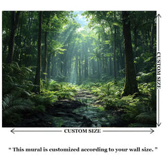 Sunlight Forest Path Nature Wall Mural – Peel-and-Stick Large Bedroom Design