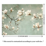 Magnolia Branch Wall Mural – Botanical Peel-and-Stick Large Bedroom Living Room Design