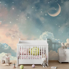 Dreamy Sky Wall Mural – Cloud Nursery Peel-and-Stick Large Removable Design