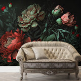 Dark Elegant Floral Wallpaper – Moody Peel-and-Stick Bedroom Accent Wall