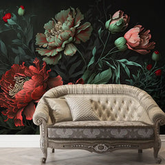 Dark Elegant Floral Wallpaper – Moody Peel-and-Stick Bedroom Accent Wall