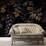 Dark Exotic Leaves Wallpaper – Tropical Peel-and-Stick Living Room Wall Design