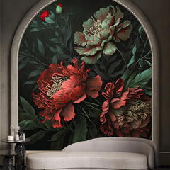 Dark Elegant Floral Wallpaper – Moody Peel-and-Stick Bedroom Accent Wall