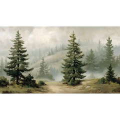 Misty Pine Forest Wall Mural