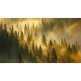 Golden Misty Forest Wall Mural – Warm Peel-and-Stick Large Removable Design