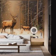 Winter Forest Deer Wall Mural