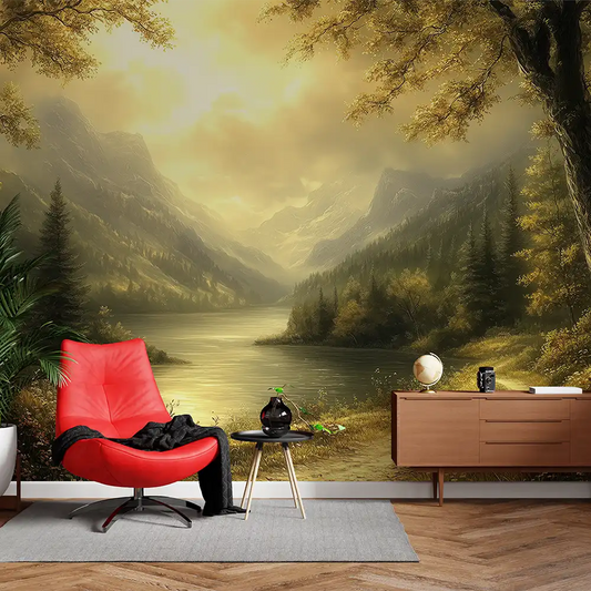 Golden Forest Landscape Mural Wallpaper