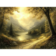 Golden Forest Landscape Wall Mural – Peel-and-Stick Large Bedroom Living Room