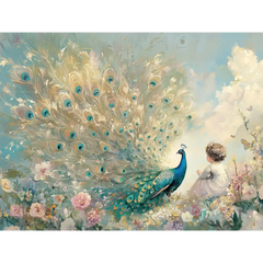 Peacock Garden Wall Mural – Botanical Peel-and-Stick Large Bedroom Living Room
