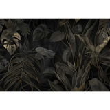 Black and Gold Tropical Leaves Wallpaper – Luxury Peel-and-Stick Bedroom Design