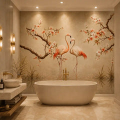 Blush Flamingo Blossom Mural