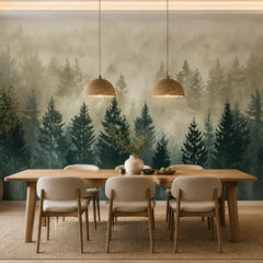 Misty Pine Haven Mural Wallpaper