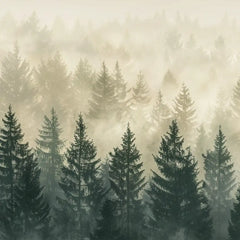 Misty Pine Haven Mural Wallpaper