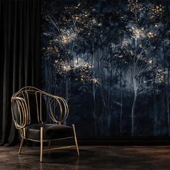 Midnight Blue Forest Wallpaper