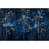 Midnight Blue Forest Wallpaper – Dark Moody Peel-and-Stick Bedroom Accent Wall