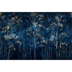 Midnight Blue Forest Wallpaper