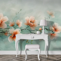 Peach Blossom Wallpaper – Soft Warm Peel-and-Stick Bedroom Wall Design