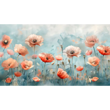 Coral Poppy Flower Wallpaper – Bold Peel-and-Stick Floral Accent Wall Design