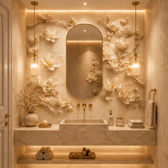 Ivory Magnolia Relief Mural