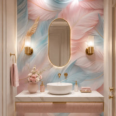 Blush Feather Symphony Mural Wallpaper