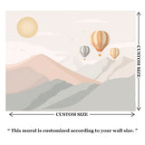Pastel Mountain Balloon Wallpaper – Kids Room Nursery Peel-and-Stick Design