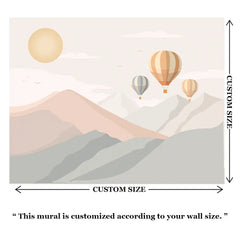 Pastel Mountain Balloon Wallpaper – Kids Room Nursery Peel-and-Stick Design