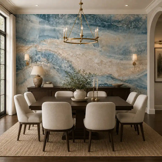 Blue Onyx Marble Mural