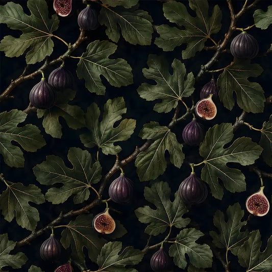 Dark green moody fig botanical peel-and-stick wallpaper for dramatic bedroom accent wall