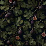 Dark green moody fig botanical peel-and-stick wallpaper for dramatic bedroom accent wall