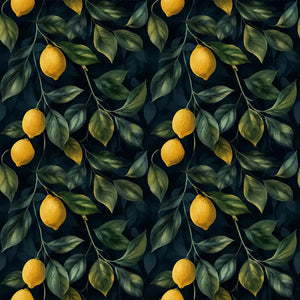 Forest green dark citrus lemon grove removable wallpaper for kitchen or dining room wall