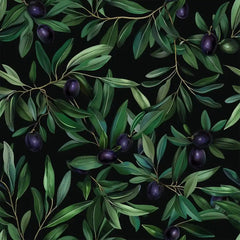 Olive green dark Mediterranean grove peel-and-stick wallpaper for atmospheric bedroom