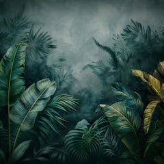 Deep teal green midnight tropical mist peel-and-stick large wall mural for moody bedrooms