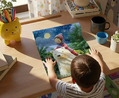 Magical Polar Bear Winter Night Journey Poster – Kids Room Bedroom Wall Art