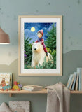 Magical Polar Bear Winter Night Journey Poster – Kids Room Bedroom Wall Art