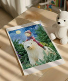 Magical Polar Bear Winter Night Journey Poster – Kids Room Bedroom Wall Art