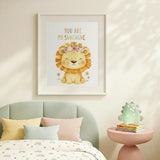 You Are My Sunshine Floral Lion Poster – Kids Room Nursery Wall Art