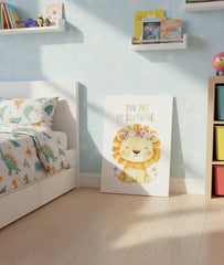 You Are My Sunshine Floral Lion Poster – Kids Room Nursery Wall Art