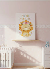 You Are My Sunshine Floral Lion Poster – Kids Room Nursery Wall Art