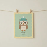 Forest Friends Owl and Fox Kids Poster – Nursery Bedroom Wall Art