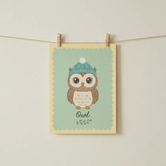 Forest Friends Owl and Fox Kids Poster – Nursery Bedroom Wall Art