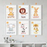 Jungle Animal Nursery Posters – Kids Room Educational Wall Art Set