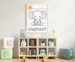 Jungle Animal Nursery Posters – Kids Room Educational Wall Art Set