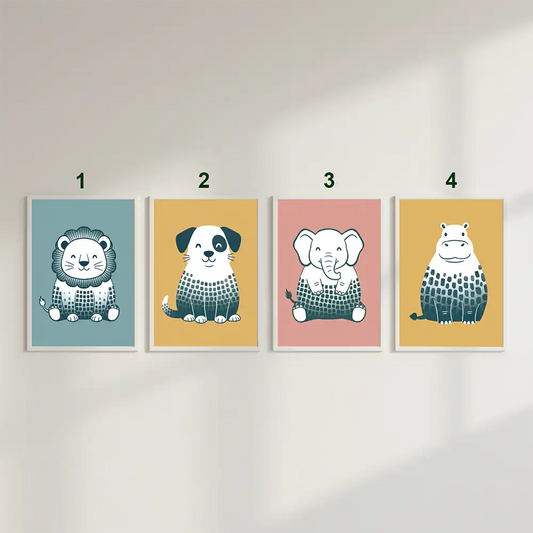 Cute Animal Minimal Nursery Posters – Kids Room Wall Art Set