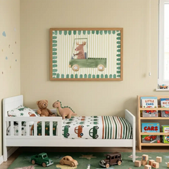 Cute Animals Driving Cars Nursery Posters – Kids Room Wall Art Set
