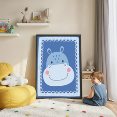 Cute Animal Faces Cartoon Nursery Posters – Kids Room Wall Art Set