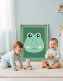 Cute Animal Faces Cartoon Nursery Posters – Kids Room Wall Art Set