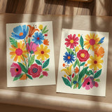 Colorful Modern Floral Poster – Vibrant Bedroom Living Room Wall Art