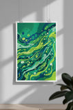 Green Flow Abstract Poster – Modern Bedroom Living Room Wall Art
